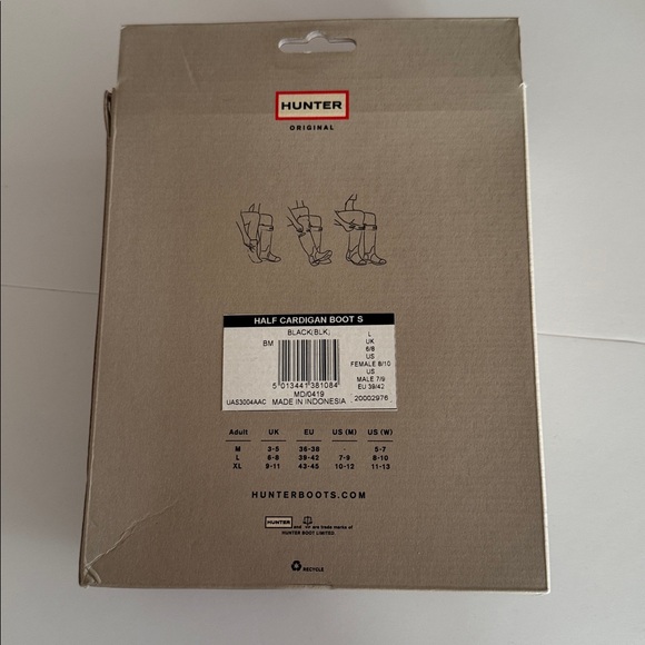 Hunter cardigan boot socks in black, new in box, large - Picture 3 of 7